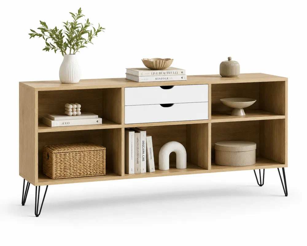 Consolle in Legno MDF con Cassetti Bianchi