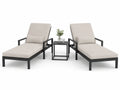 Set Lettini in Alluminio Nero con Cuscini in Poliestere Beige