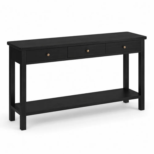 Consolle in legno con cassetti neri