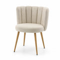 Sedia in Tessuto Beige con Gambe in Legno