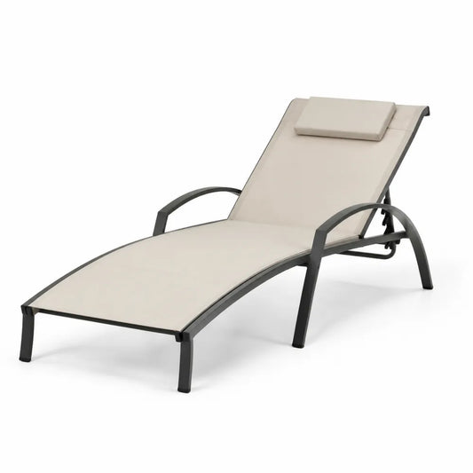 Sdraio da Giardino in Metallo e Poliestere Beige