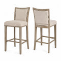 Set di 2 sgabelli da bar in legno e tessuto beige